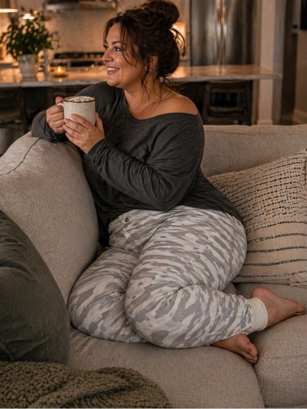 3 for $50 Torrid Cozy Women's Gray Camouflage Henley Pajama Pants